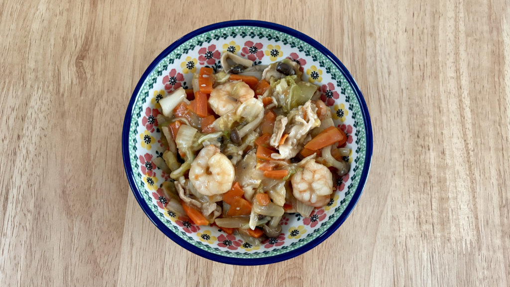 野菜たっぷり取り分け八宝菜の、大人用八宝菜の完成写真。