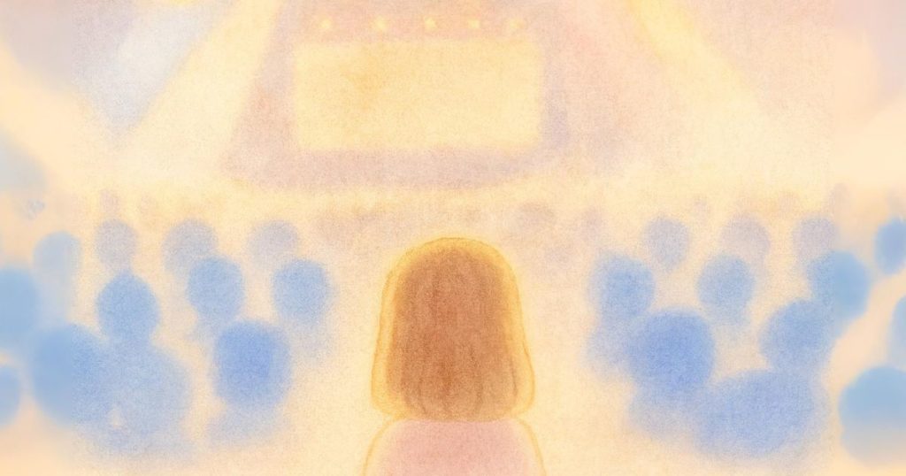 ライブが始まった瞬間、不安がスッと消えて感動に変わったHSPママのイラスト